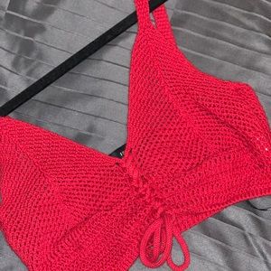 NWOT Red Crochet Knit Bralette Top Forever21 Sz L